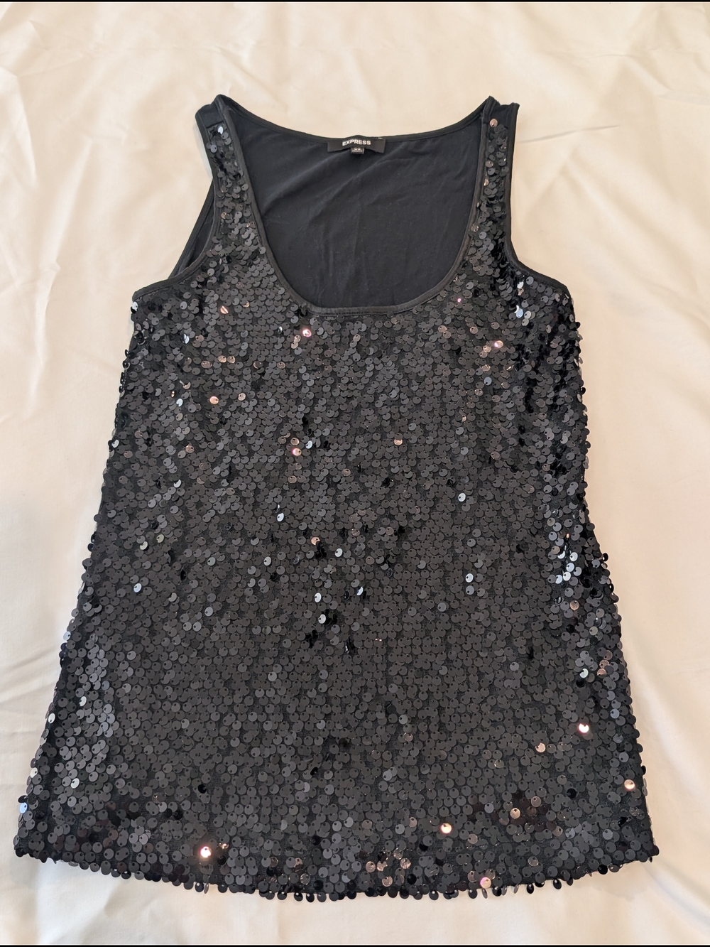 Express Black Sequin Tank Top - Picture 1 of 4